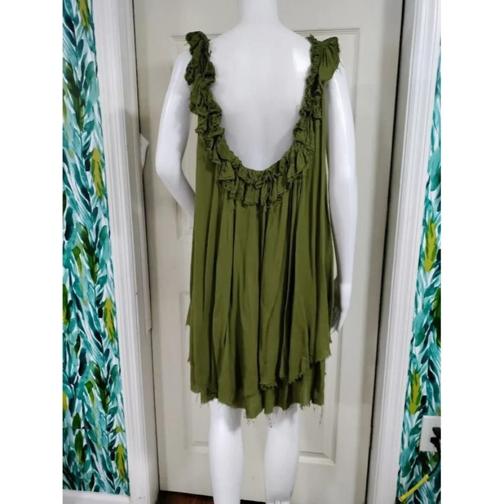 Free People Sleeveless Whimsy Raw Hem Mini Goth Artsey Gauzy Festival Dress M - Picture 4 of 10